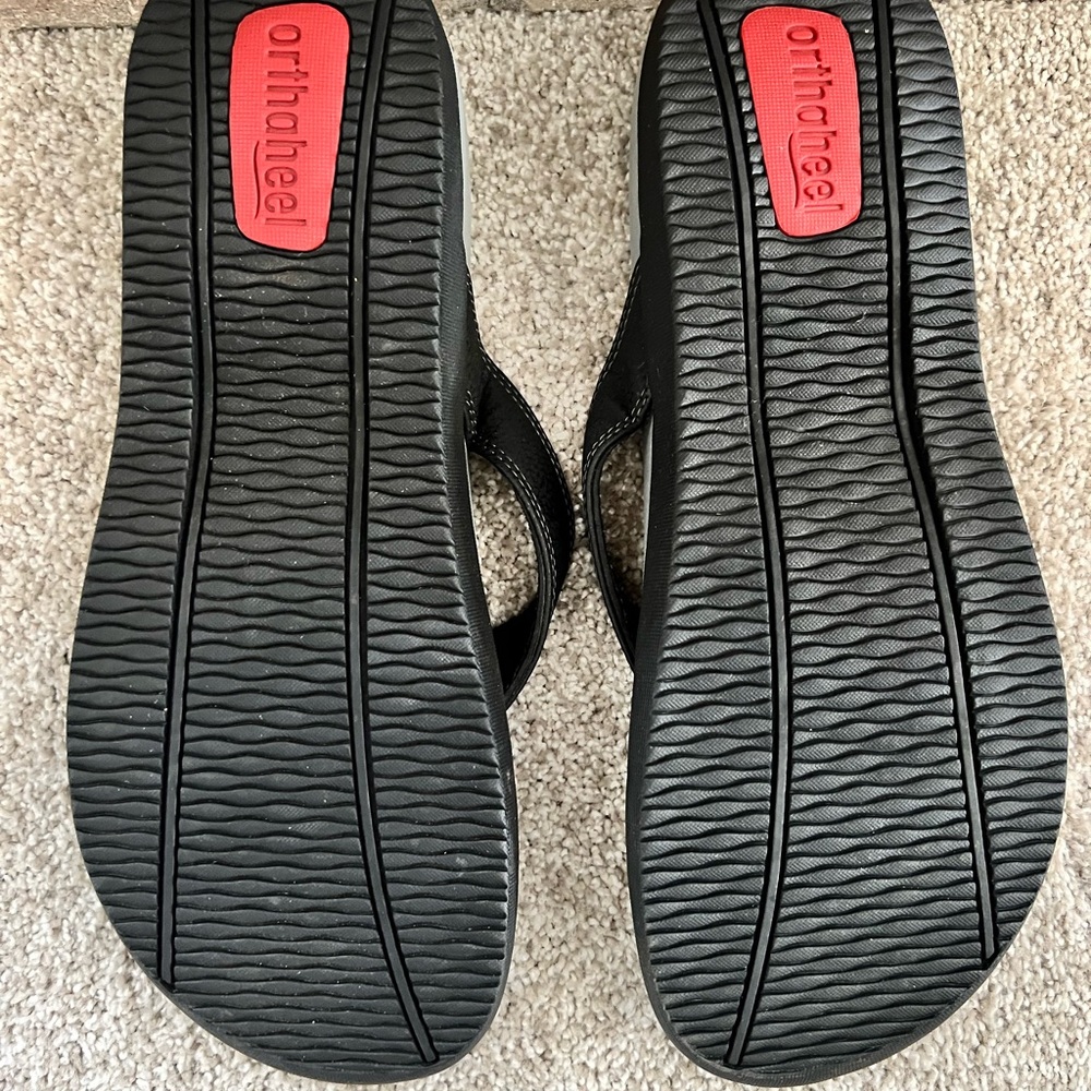 Orthaheel Ryder Flip Flops Men’s 13 Black Gray Arch Support (Now Vionic) NEW - Picture 2 of 5